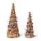 Glitzhome® Set of 2 Patriotic Americana Rattan Stars and Berry Cone Table Trees